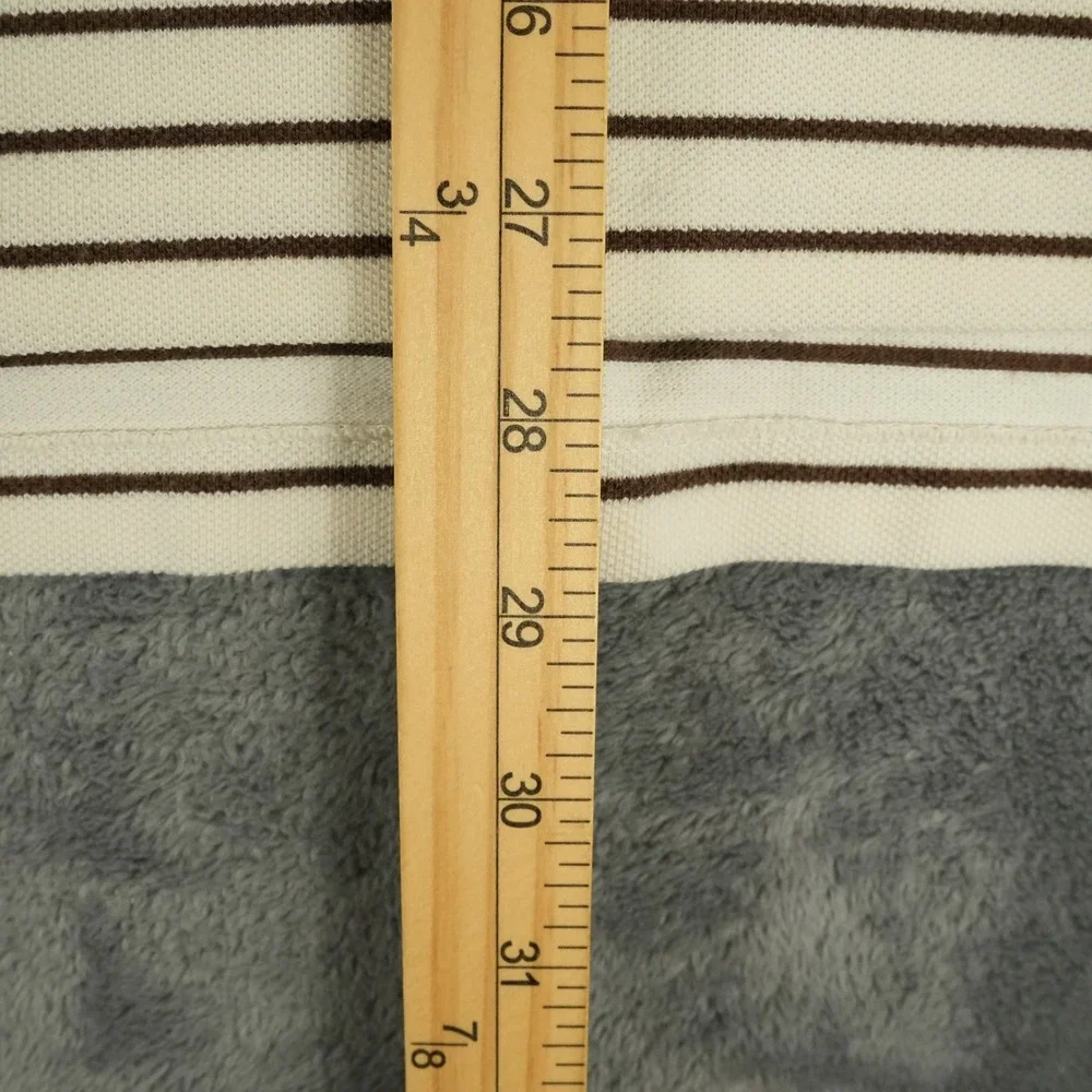 Polo Ralph Lauren Polo Shirt Mens XL Cream Brown Striped Custom Fit Short Sleeve